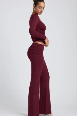 Oh Polly Bottoms | Co-Ords^Modal Mid-Rise Straight-Leg Trousers in Plum