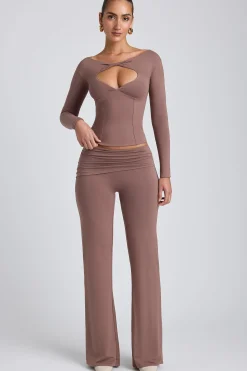 Oh Polly Bottoms | Co-Ords^Modal Mid-Rise Straight-Leg Trousers in Taupe