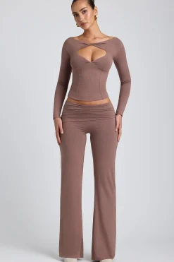 Oh Polly Bottoms | Co-Ords^Modal Mid-Rise Straight-Leg Trousers in Taupe