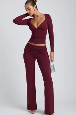 Oh Polly Bottoms | Co-Ords^Modal Mid-Rise Straight-Leg Trousers in Plum