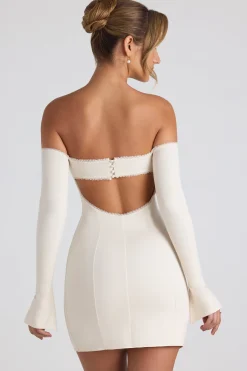 Oh Polly Night Out | Tencel™ Modal Dresses^Modal Off-Shoulder Lace-Trim Mini Dress in Ivory