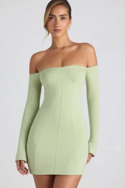 Oh Polly Night Out | Tencel™ Modal Dresses^Modal Off-Shoulder Lace-Trim Mini Dress in Spring Green SpringGreen