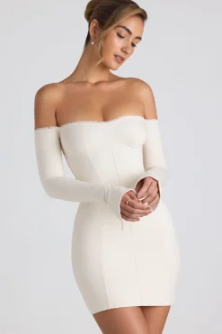 Oh Polly Night Out | Tencel™ Modal Dresses^Modal Off-Shoulder Lace-Trim Mini Dress in Ivory