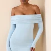 Oh Polly Fall Outfits^Modal Off-Shoulder Mini Dress in Ice Blue IceBlue