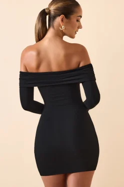 Oh Polly Fall Outfits^Modal Off-Shoulder Mini Dress in Black