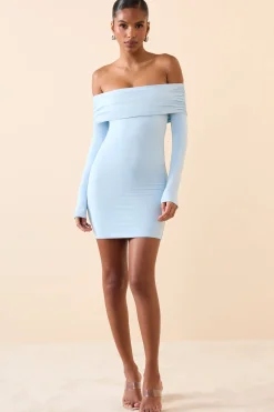 Oh Polly Fall Outfits^Modal Off-Shoulder Mini Dress in Ice Blue IceBlue