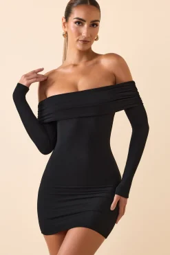 Oh Polly Fall Outfits^Modal Off-Shoulder Mini Dress in Black