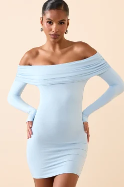 Oh Polly Fall Outfits^Modal Off-Shoulder Mini Dress in Ice Blue IceBlue