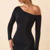 Oh Polly Fall Outfits^Modal Off-Shoulder Ruched Mini Dress in Black