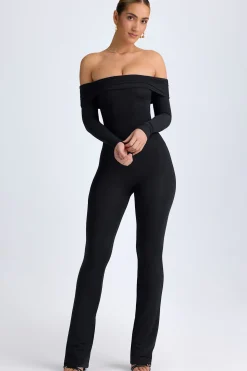 Oh Polly Jumpsuits & Unitards^Modal Off-Shoulder Ruched Jumpsuit in Black