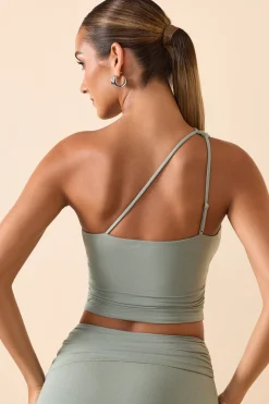 Oh Polly Co-Ords | Tops^Modal One-Shoulder Top in Smoke Green