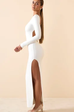 Oh Polly Fall Outfits^Modal Open-Back Long-Sleeve Maxi Dress in White