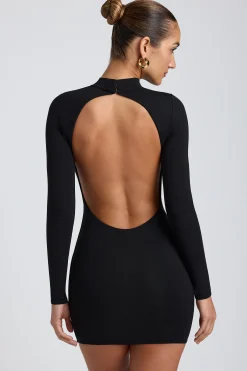 Oh Polly Elevated Essentials | Fall Outfits^Modal Open-Back Long-Sleeve Mini Dress in Black