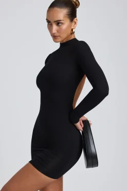Oh Polly Elevated Essentials | Fall Outfits^Modal Open-Back Long-Sleeve Mini Dress in Black