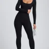 Oh Polly Elevated Essentials | Fall Outfits^Modal Petite Scoop-Neck Cross-Back Jumpsuit in Black