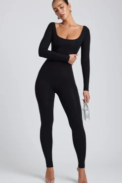 Oh Polly Elevated Essentials | Fall Outfits^Modal Petite Scoop-Neck Cross-Back Jumpsuit in Black