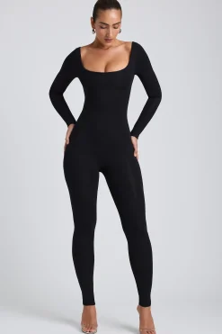 Oh Polly Elevated Essentials | Fall Outfits^Modal Petite Scoop-Neck Cross-Back Jumpsuit in Black