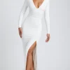 Oh Polly Women'S Clothing Sale - $65 And Under | Women'S Clothing Sale - $40 And Under^Modal Plunge Neck Long Sleeve Maxi Dress in White