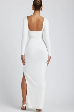 Oh Polly Women'S Clothing Sale - $65 And Under | Women'S Clothing Sale - $40 And Under^Modal Plunge Neck Long Sleeve Maxi Dress in White