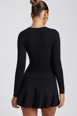 Oh Polly Elevated Essentials | Fall Outfits^Modal Ruched Crew-Neck Mini Dress in Black