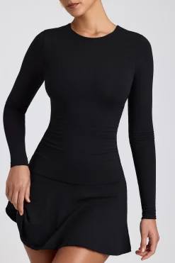 Oh Polly Elevated Essentials | Fall Outfits^Modal Ruched Crew-Neck Mini Dress in Black