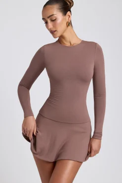 Oh Polly Women'S Clothing Sale - $65 And Under | Women'S Clothing Sale - $40 And Under^Modal Ruched Crew-Neck Mini Dress in Taupe