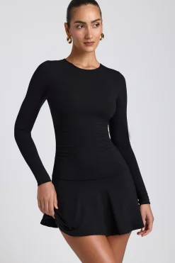 Oh Polly Elevated Essentials | Fall Outfits^Modal Ruched Crew-Neck Mini Dress in Black