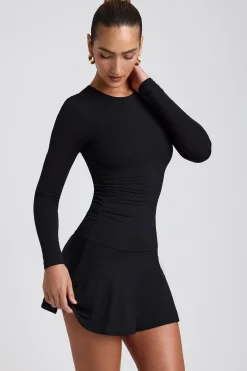Oh Polly Elevated Essentials | Fall Outfits^Modal Ruched Crew-Neck Mini Dress in Black
