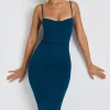 Oh Polly Elevated Essentials^Modal Ruched Layered Midaxi Dress in Deep Teal DeepTeal