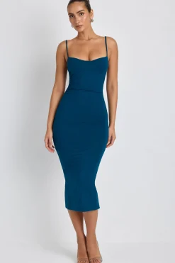 Oh Polly Elevated Essentials^Modal Ruched Layered Midaxi Dress in Deep Teal DeepTeal
