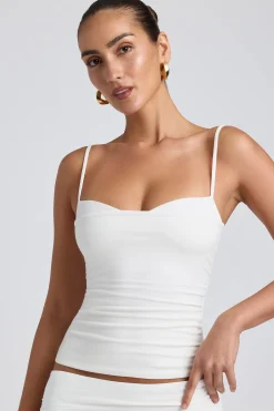 Oh Polly Co-Ords | Tops^Modal Ruched Layered Tank Top in White