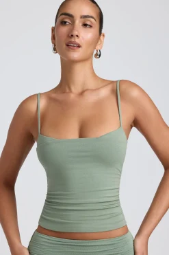 Oh Polly Co-Ords | Tops^Modal Ruched Layered Tank Top in Sage Green SageGreen