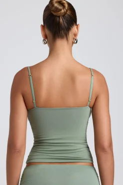 Oh Polly Co-Ords | Tops^Modal Ruched Layered Tank Top in Sage Green SageGreen