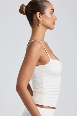 Oh Polly Co-Ords | Tops^Modal Ruched Layered Tank Top in White