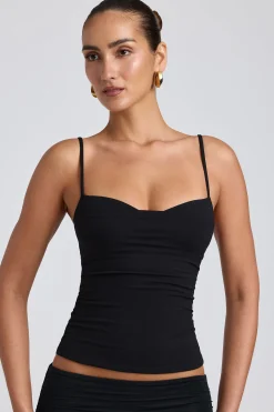 Oh Polly Co-Ords | Tops^Modal Ruched Layered Tank Top in Black