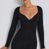 Oh Polly Elevated Essentials | Fall Outfits^Modal Ruched Long-Sleeve Mini Dress in Black