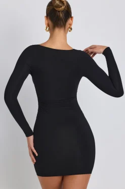Oh Polly Elevated Essentials | Fall Outfits^Modal Ruched Long-Sleeve Mini Dress in Black