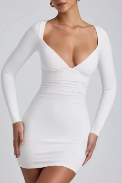 Oh Polly Women'S Clothing Sale - $65 And Under^Modal Ruched Long-Sleeve Mini Dress in White