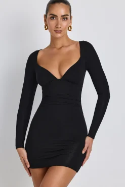 Oh Polly Elevated Essentials | Fall Outfits^Modal Ruched Long-Sleeve Mini Dress in Black
