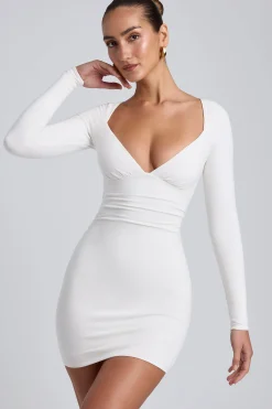 Oh Polly Women'S Clothing Sale - $65 And Under^Modal Ruched Long-Sleeve Mini Dress in White