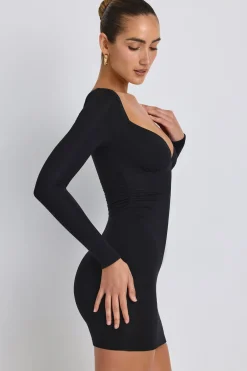 Oh Polly Elevated Essentials | Fall Outfits^Modal Ruched Long-Sleeve Mini Dress in Black