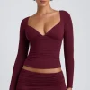 Oh Polly Co-Ords | Tops^Modal Ruched Long-Sleeve Top in Plum