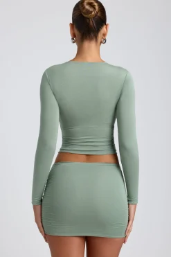 Oh Polly Co-Ords | Tops^Modal Ruched Long-Sleeve Top in Sage Green SageGreen