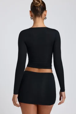 Oh Polly Co-Ords | Tops^Modal Ruched Long-Sleeve Top in Black