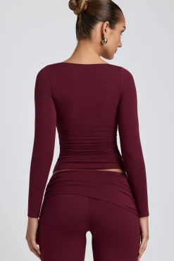 Oh Polly Co-Ords | Tops^Modal Ruched Long-Sleeve Top in Plum