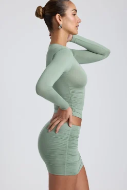Oh Polly Co-Ords | Tops^Modal Ruched Long-Sleeve Top in Sage Green SageGreen