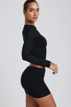 Oh Polly Co-Ords | Tops^Modal Ruched Long-Sleeve Top in Black
