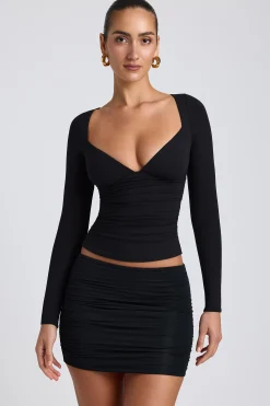 Oh Polly Co-Ords | Elevated Essentials^Modal Ruched Long-Sleeve Top in Black