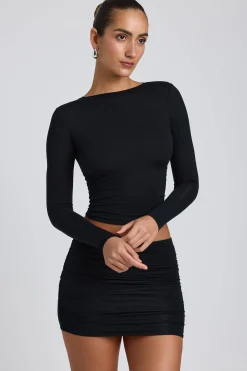 Oh Polly Co-Ords | Tops^Modal Ruched Long-Sleeve Top in Black
