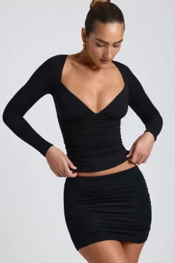 Oh Polly Co-Ords | Elevated Essentials^Modal Ruched Long-Sleeve Top in Black